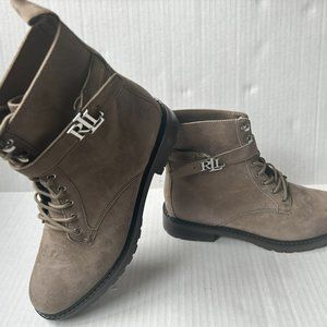 LAUREN RALPH LAUREN Suede Lace-Up Ankle Boots Size 8.5